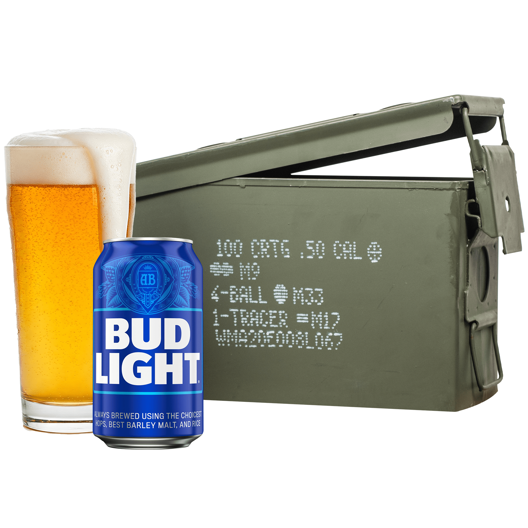 Bud Light Ammo Can with 6-pack of Bud Light beers